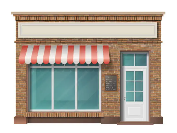 Vector illustration of Brick store building facade