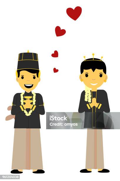 Cute Central Java Bride Couple Stock Illustration - Download Image Now ...