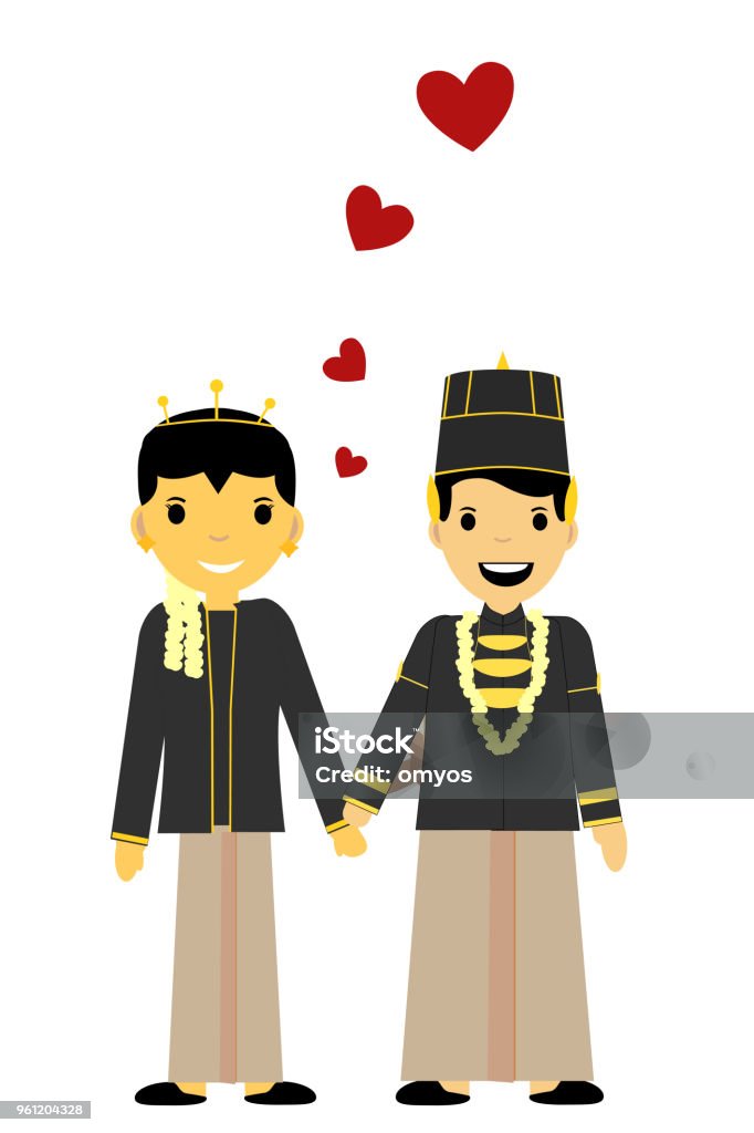 Cute Central Java Bride Couple Stock Illustration - Download Image Now ...