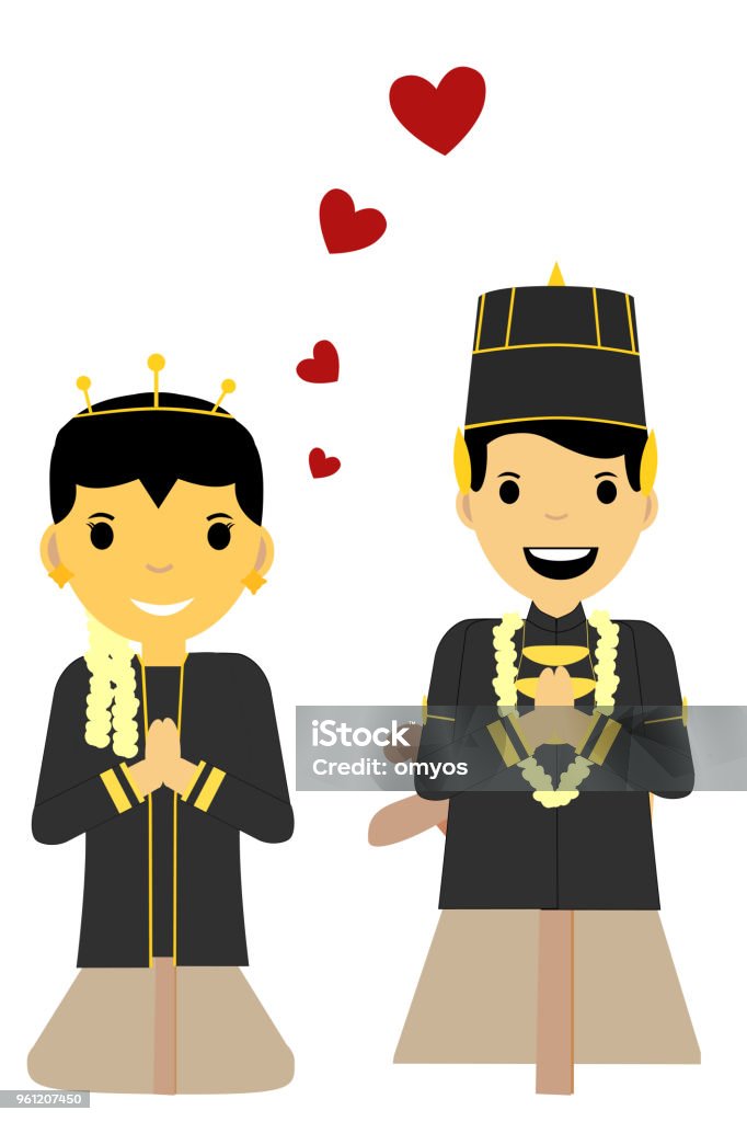 Cute Central Java Bride Couple Stock Illustration - Download Image Now ...