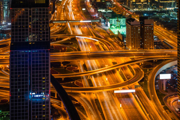 istock Futuristic traffic junction in Dubai, United Arab Emirates 961218928