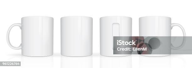 Mugs From Different Sides Stock Illustration - Download Image Now - Mug, White Color, Template