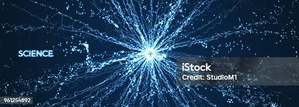 Abstract Science Or Technology Background Array With Dynamic Particles ...