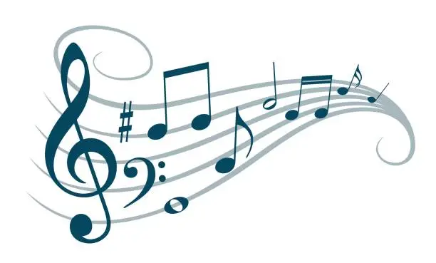 Vector illustration of Symbol with music notes.