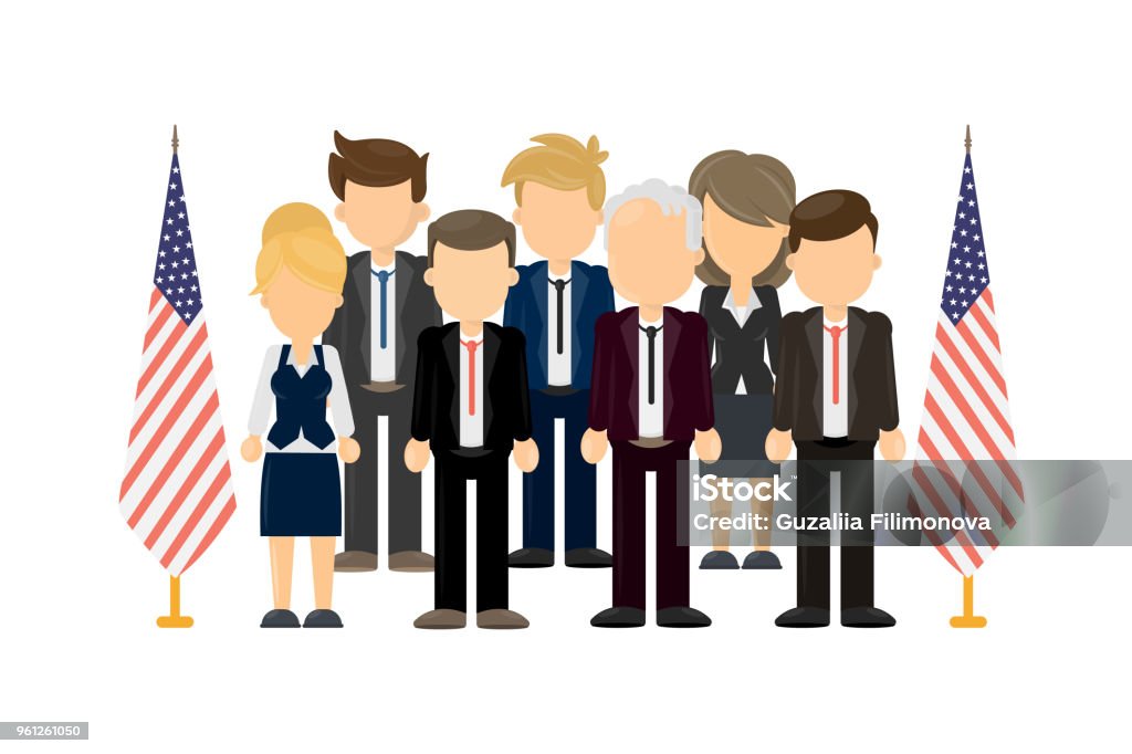 Groupe d’hommes politiques américains. - clipart vectoriel de Sénateur libre de droits