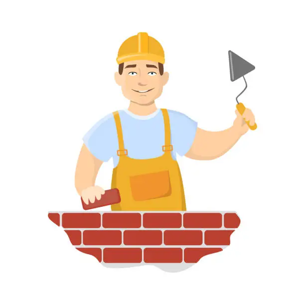 Vector illustration of Isolated wall builder on white background. r on white background.