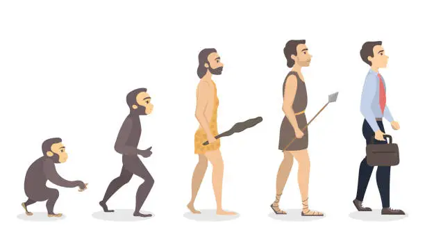 Vector illustration of Evolution of man.