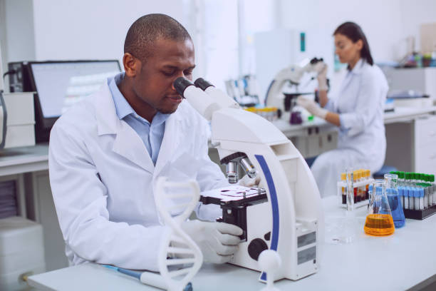 istock Inspired male researcher working with his microscope 961270582