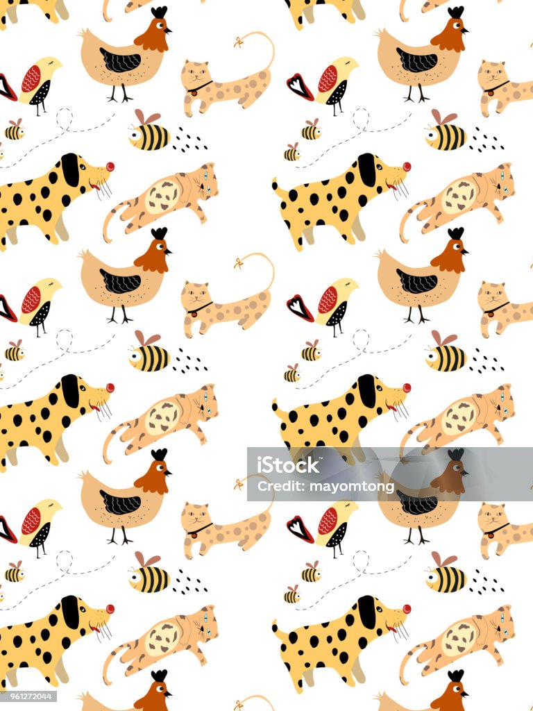 Animal Composition Pattern Lovely Animal Patterns Stock Illustration - Download Image Now ...