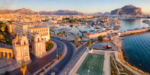 Panoramic view of Palermo, Sicily. Photo taken with drone.