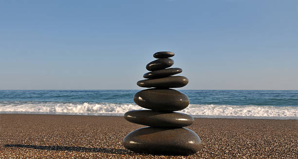 istock Pyramid from stones which is on sea coast 96128080