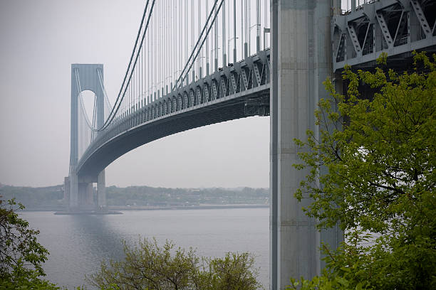 istock Verrazano Bridge in Fog with Trees 96128290