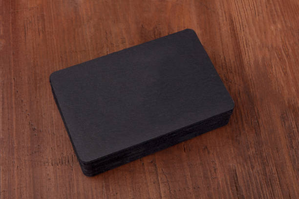 istock Black business cards mockup on a dark background 961288400