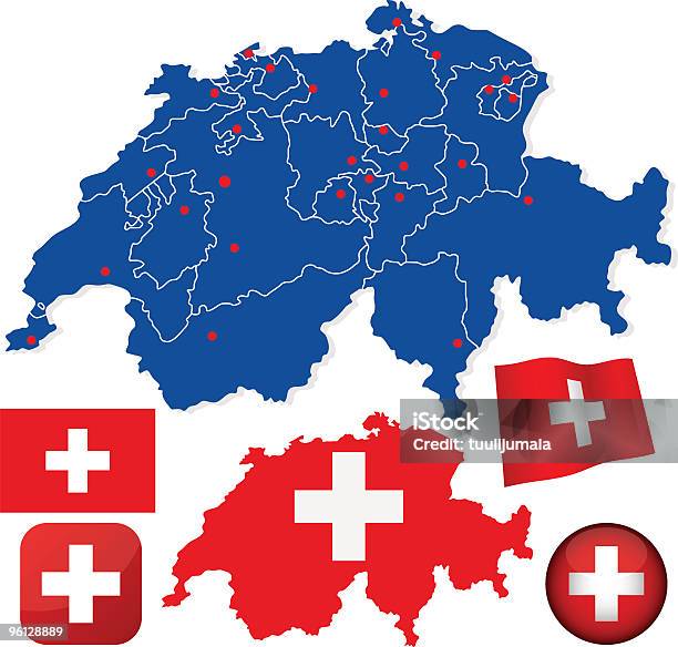 Ilustración de Vector De Suiza y más Vectores Libres de Derechos de Asentamiento humano - Asentamiento humano, Azul, Bandera