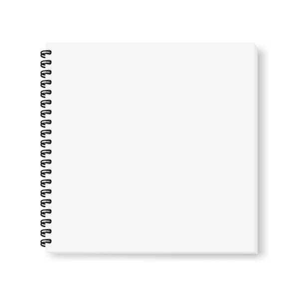 vektor realistische mock-up (layout) des albums für zeichnung, notebook, papier sind quadratische form. - spiral notebook stock-grafiken, -clipart, -cartoons und -symbole