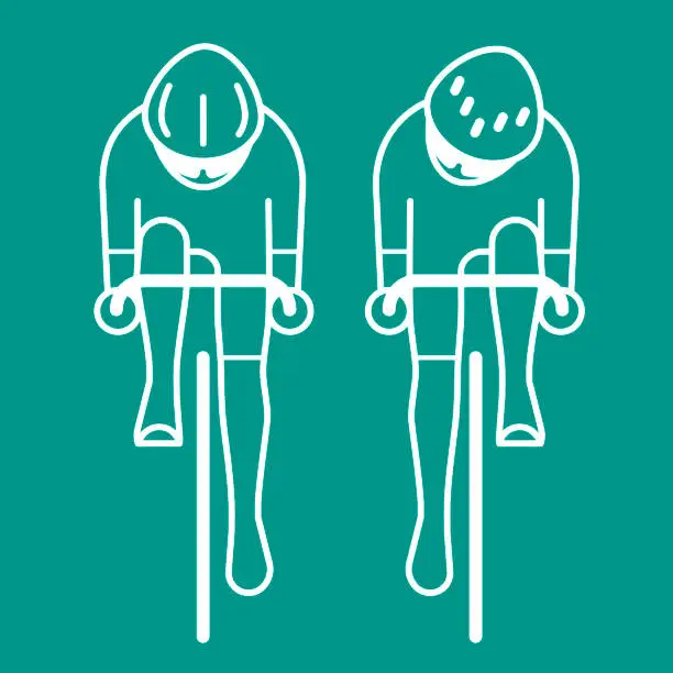 Vector illustration of Modern Illustration of cyclists from front view.