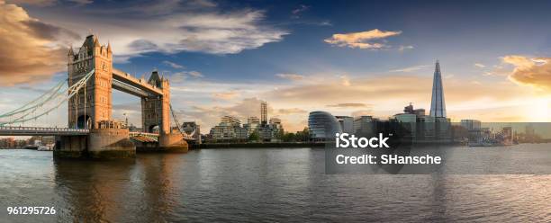 The Tower Bridge To London Bridge During Sunset Time Stock Photo - Download Image Now