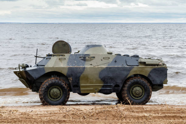 Tank on the shore of the Gulf of Finland, St. Petersburg, Russia, spring 2017 Tank on the shore of the Gulf of Finland, St. Petersburg, Russia, spring 2017 amphibious vehicle stock pictures, royalty-free photos & images