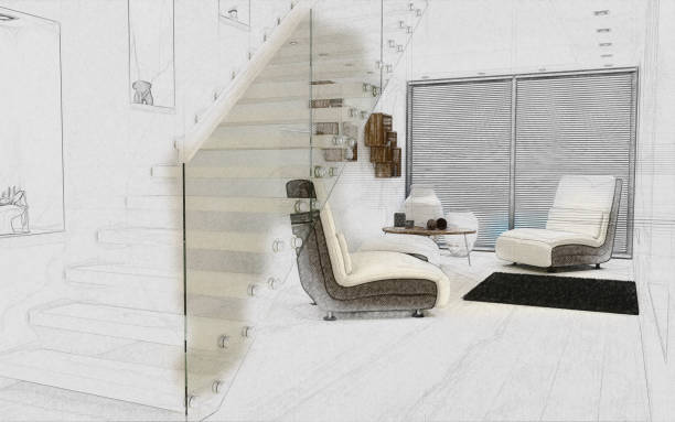 istock 3D sketch of a modern room interior 961303576