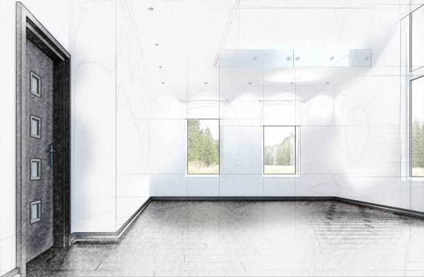 istock 3D sketch of an empty room 961303872