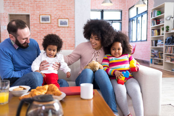 istock Family having breakfast at home 961304952