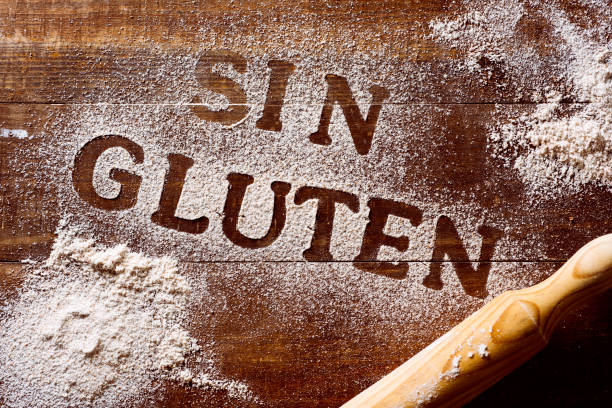 libre de gluten de texto escrito en español - healthy eating pasta flour food fotografías e imágenes de stock
