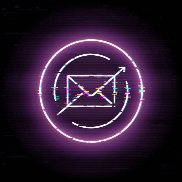 istock Business message glitched icon, digital special offer vector art, glitch online subscription illustration 961310124