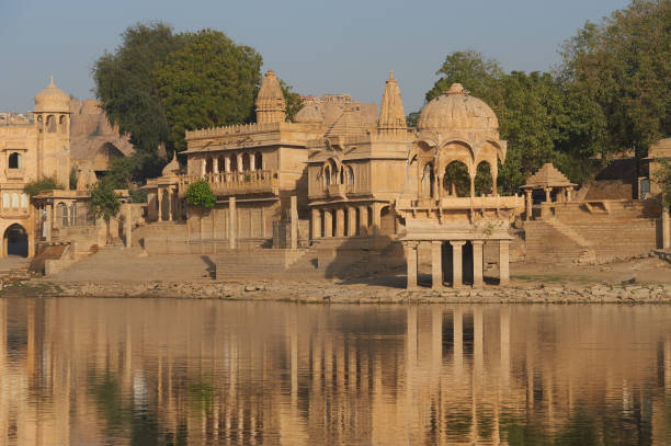 istock Gadi Sagar temple on Gadisar lake Jaisalmer, India. 961311462