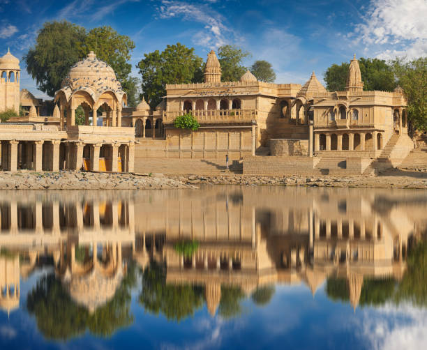 istock Gadi Sagar temple on Gadisar lake Jaisalmer, India. 961311638