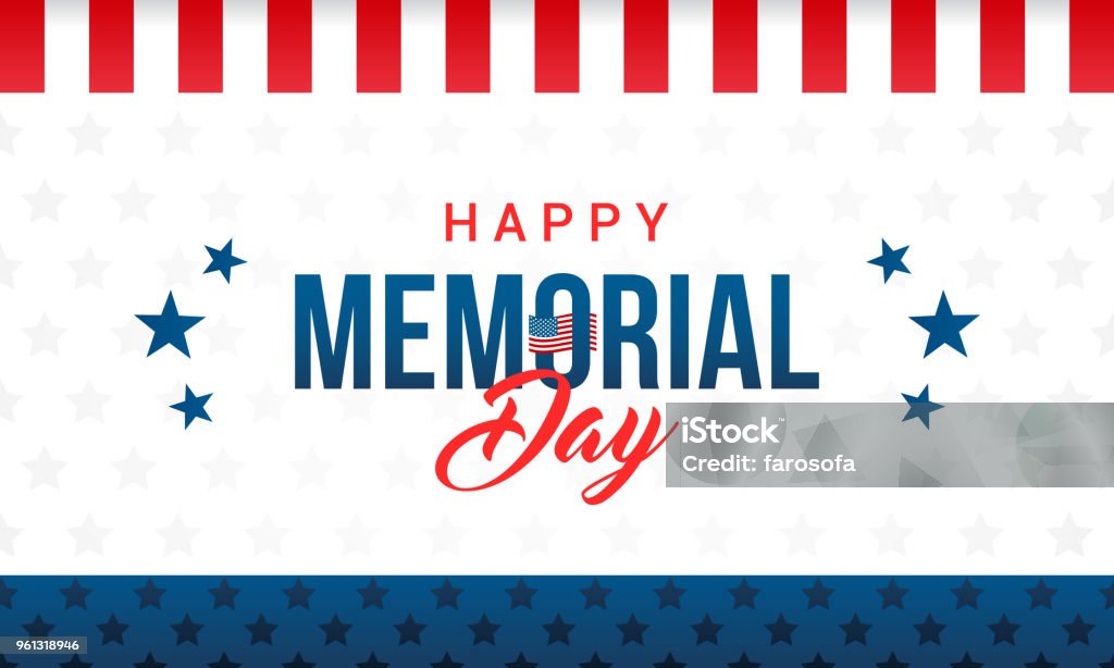 Happy Memorial Day Card Vector illustration. Typography on star pattern background. Patriotism stock vector