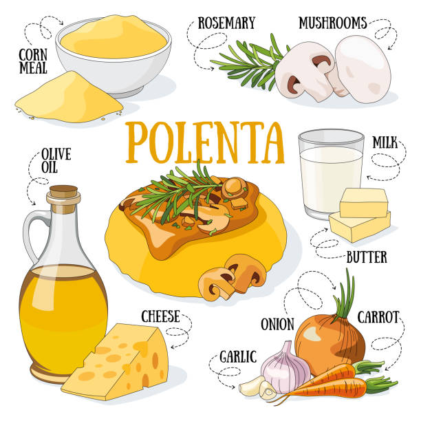 polenta - polenta gesund stock-grafiken, -clipart, -cartoons und -symbole