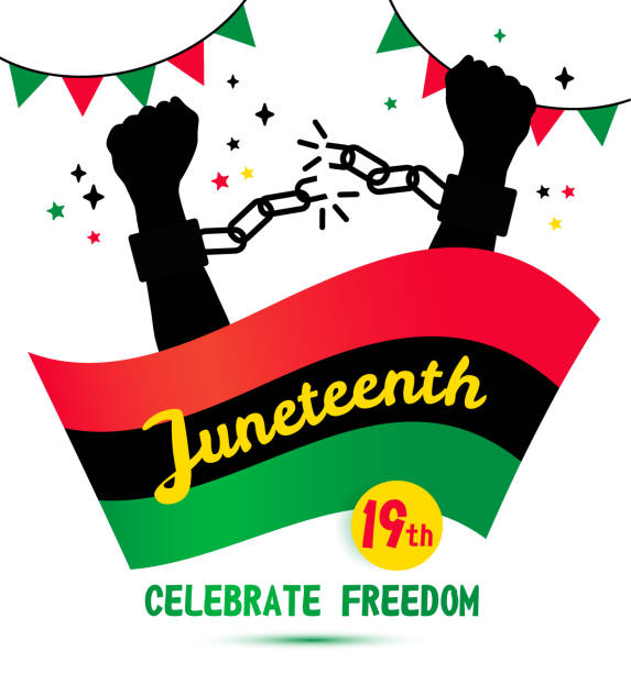 Juneteenth day background celebration of 19 June Juneteenth day background of freedom celebration 19 june ending racism stock illustrations