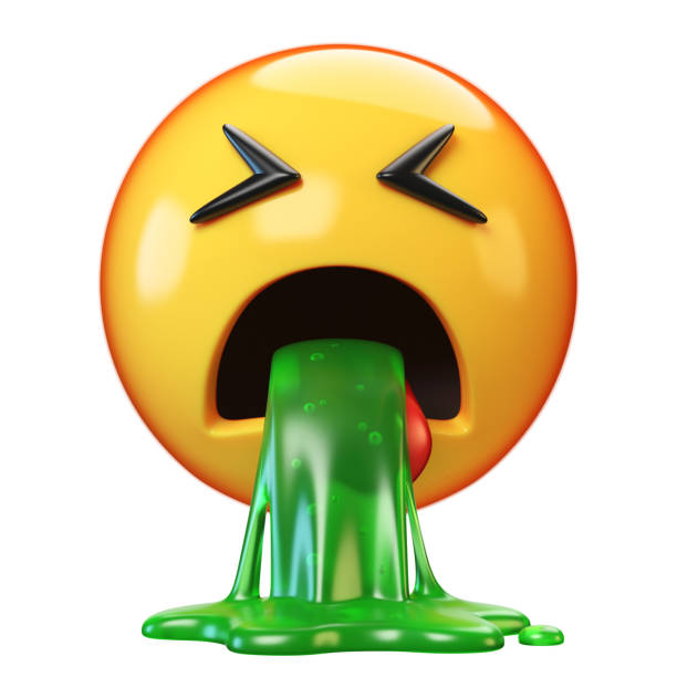Puking emoji isolated on white background, disgusted or sick emoticon Puking emoji isolated on white background, disgusted or sick emoticon, vomiting emoji 3d rendering puke green color stock pictures, royalty-free photos & images