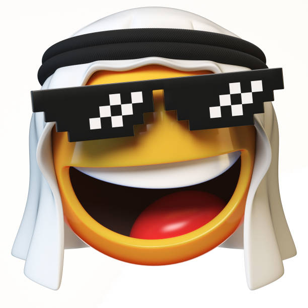 Arab emoji with "deal with it" glasses isolated on white background Arab emoji with "deal with it" glasses isolated on white background, smiling Arabian face emoticon 3d rendering arabian sunglasses stock pictures, royalty-free photos & images