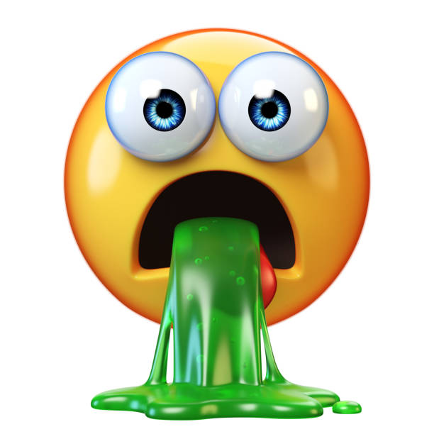 Puking emoji isolated on white background, disgusted or sick emoticon Puking emoji isolated on white background, disgusted or sick emoticon, vomiting emoji 3d rendering puke green color stock pictures, royalty-free photos & images