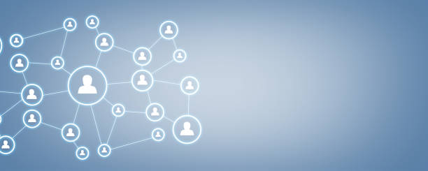 istock Business connection and social network on blue background. 961335580