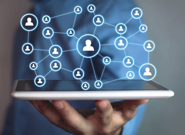 istock Businessman holding business connection and social network. 961335592