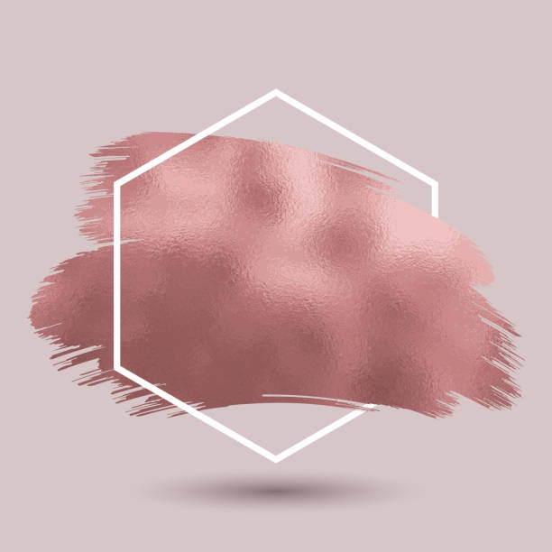 Abstract background with metallic rose gold texture in hexagonal frame abstract background with metallic rose gold texture in hexagonal frame pink gold texture stock illustrations