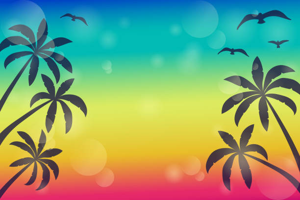 Colurful banner with palms and copyspace. Vector. Colurful banner with palms and copyspace. Vector. colurful stock illustrations
