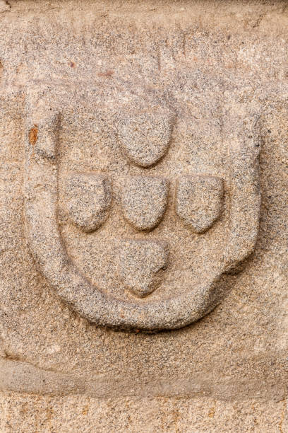 Castelo de Vide, Portugal. The Quinas - the Portuguese Blazon (Coat of Arms). Detail of the Medieval Borough of Castelo de Vide, Alto Alentejo, Portugal.