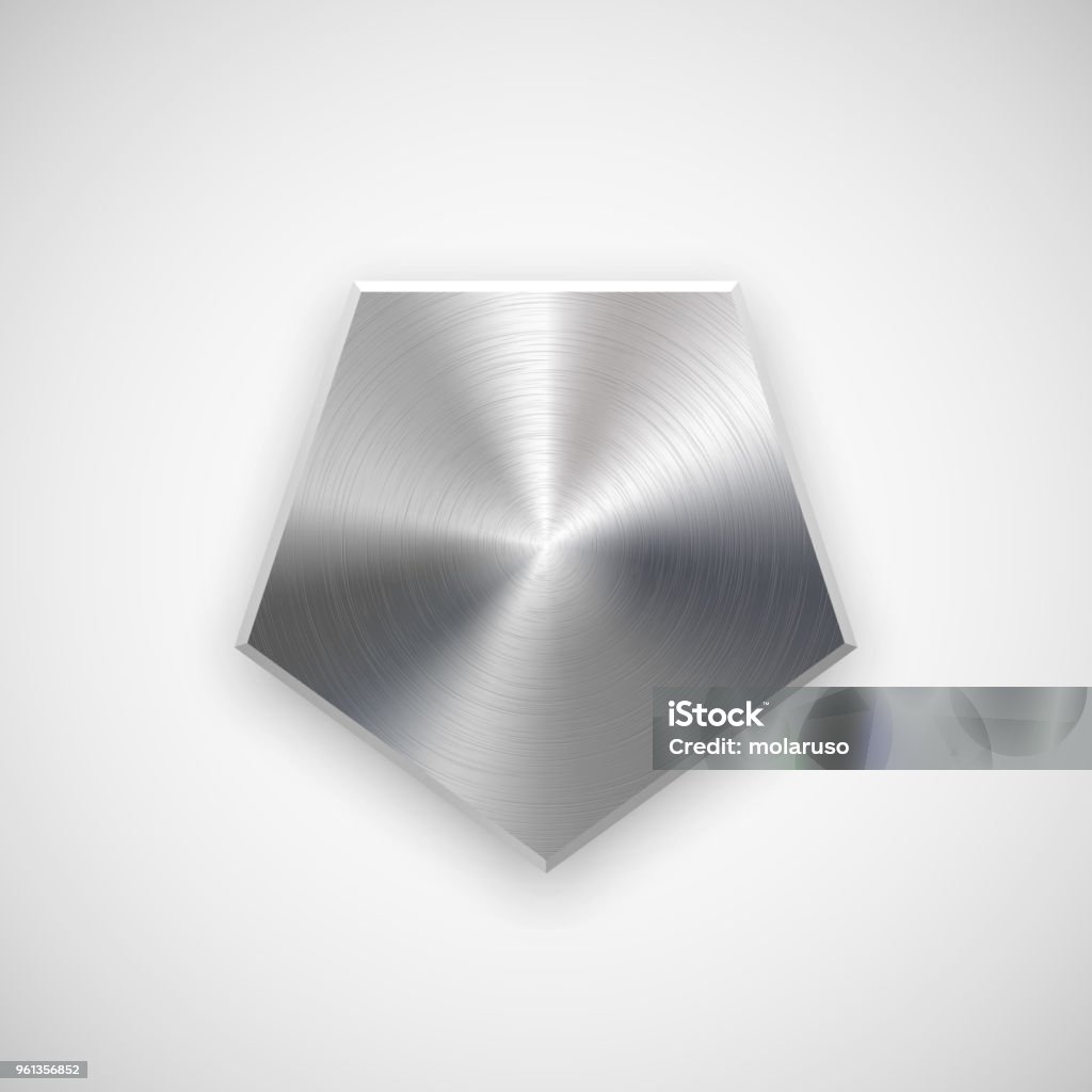 Polygon Button Metal Polygon Button Template Stock Illustration - Download Image Now ...