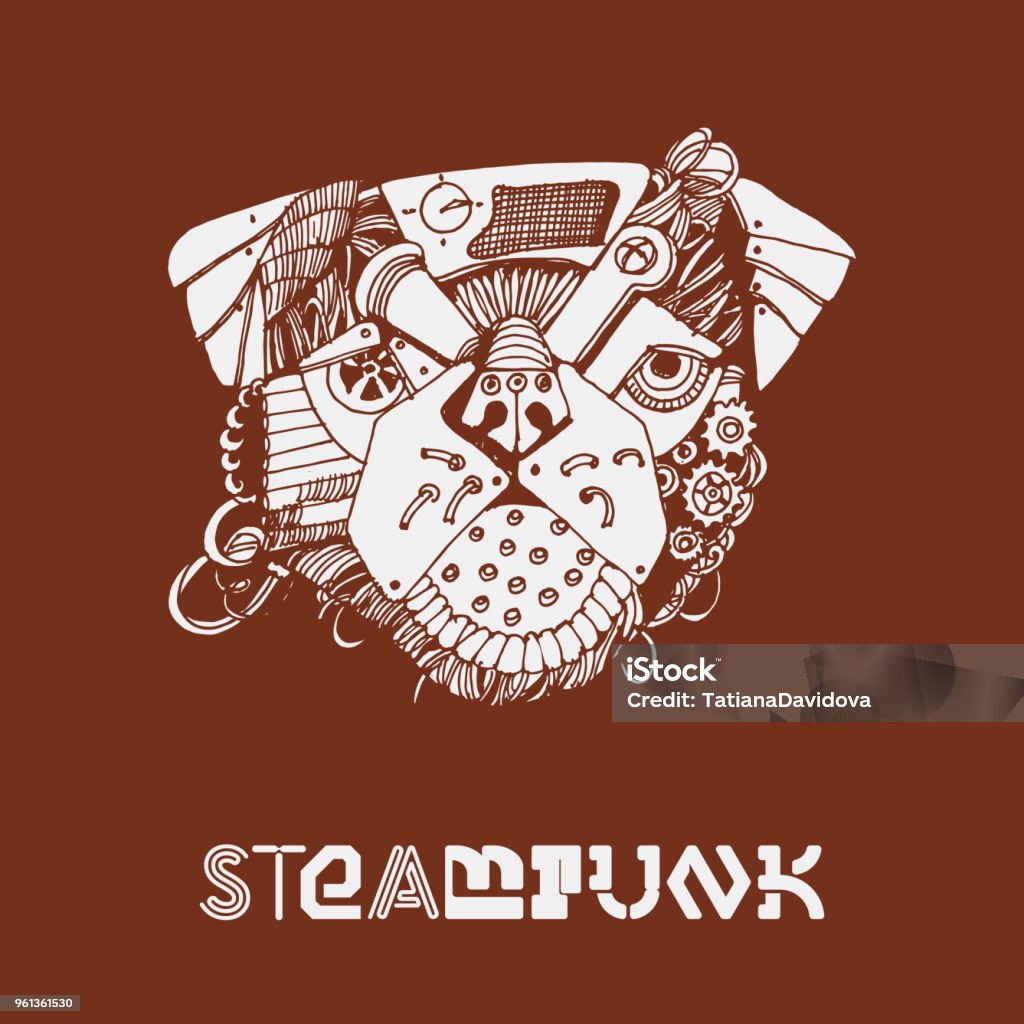 Mops Steampunk  Vector Gear - Mechanism stock vector