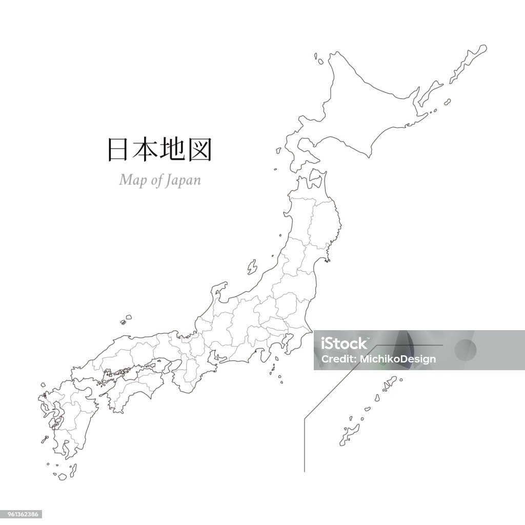 日本、空のマップ、アウトライン マップの地図 - 日本地図のロイヤリティフリーベクトルアート