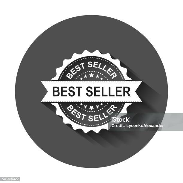 Best Seller Grunge Rubber Stamp Vector Illustration With Long Shadow Business Concept Bestseller Stamp Pictogram Stock Illustration - Download Image Now