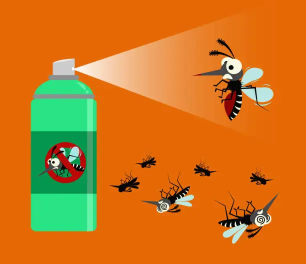 Vector illustration of mosquito spray protection.