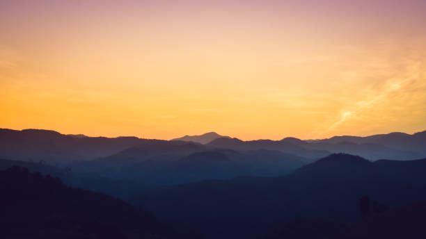istock Landscape of forest mountains on sunset 961376354