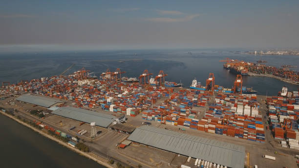 istock Cargo industrial port aerial view. Manila, Philippines 961376580