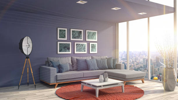 istock Interior living room. 3d illustration 961377492