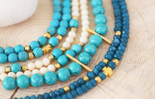 istock natural gemstone jewelry - turquoise and agate bead bracelets 961385300