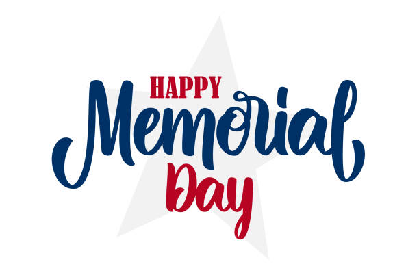 Vector illustration: Calligraphic handwritten lettering composition of Happy Memorial Day on white background Vector illustration: Calligraphic handwritten lettering composition of Happy Memorial Day on white background. memorial day weekend stock illustrations